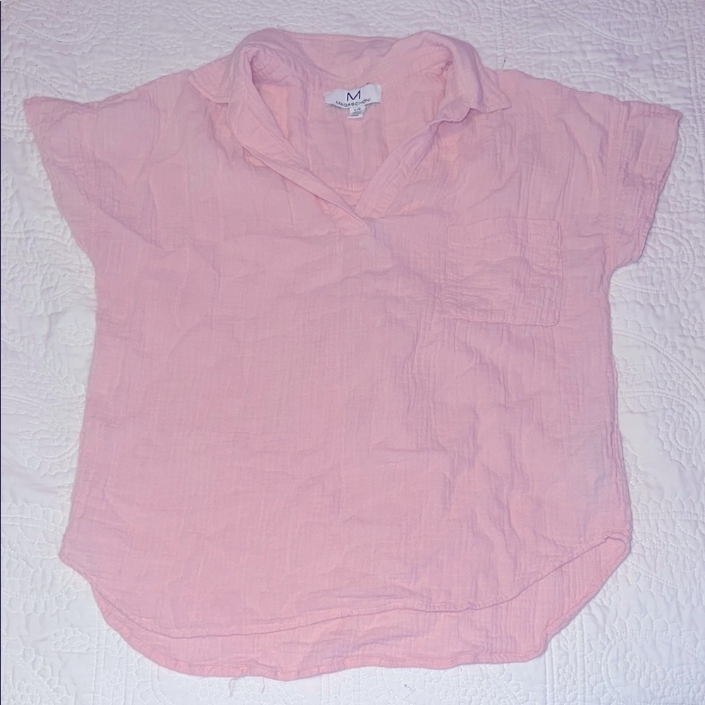 Magaschoni Blush Pink Relaxed Collar Top
